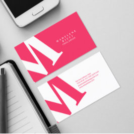 Tarjeta De Visita Inicial Grande | Tipografía Moderna | Rosa