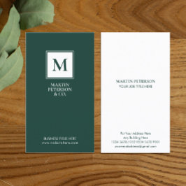 Tarjeta De Visita Inicial minimalista | Marco blanco sobre el verde 