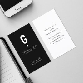 Tarjeta De Visita Inicial minimalista moderno sobre negro