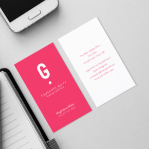 Tarjeta De Visita Inicial minimalista moderno sobre rosa especial