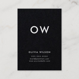 Tarjeta De Visita Inicial monograma negro sólido minimalista moderno