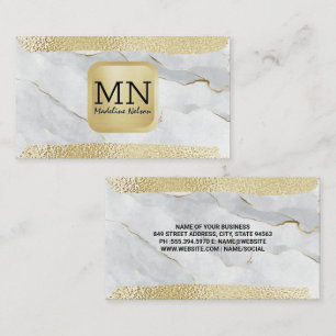 Tarjeta De Visita Inicial   Relieve metalizado dorado cepillado   Má