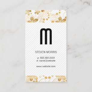 Tarjeta De Visita Inicial Tiras Patrón floral dorado