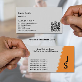 Tarjeta De Visita Iniciales asimétricas modernas personales grises y