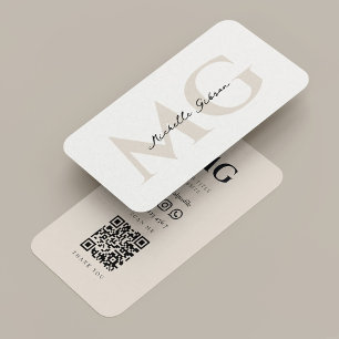 Tarjeta De Visita Iniciales de arena blanca minimalista profesional