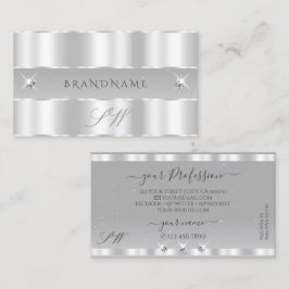 Tarjeta De Visita Iniciales de diamantes con brillo grisáceo de moda