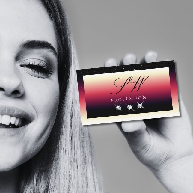 Tarjeta De Visita Iniciales de diamantes de centraje de gradiente bl (Subido por el creador)