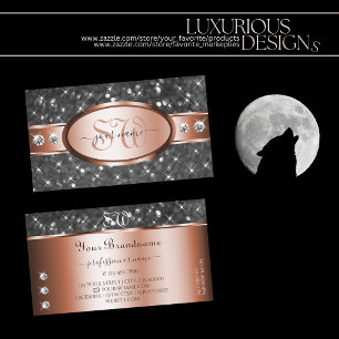 Tarjeta De Visita Iniciales de diamantes de espuma de oro Rosa de pl