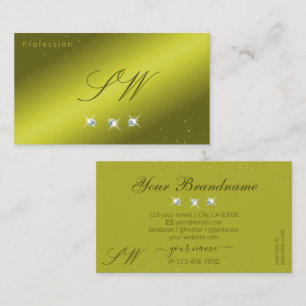 Tarjeta De Visita Iniciales de joyas con destellos de verde oliva am
