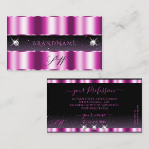 Tarjeta De Visita Iniciales de Joyas de Espuma Negra Lilac Púrpura E
