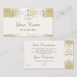 Tarjeta De Visita Iniciales De Joyas De Lujo De Crema De Oro Ornate