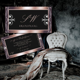 Tarjeta De Visita Iniciales de joyas lujosas Rosas negras Gold Spark