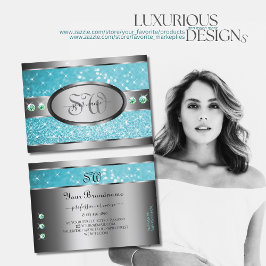 Tarjeta De Visita Iniciales de los Diamantes de imitación de esparkl