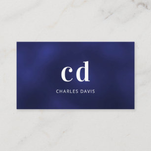 Tarjeta De Visita Iniciales de monograma blanco azul minimalistas