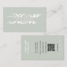 Tarjeta De Visita Iníciales de monograma chic profesional verde salv