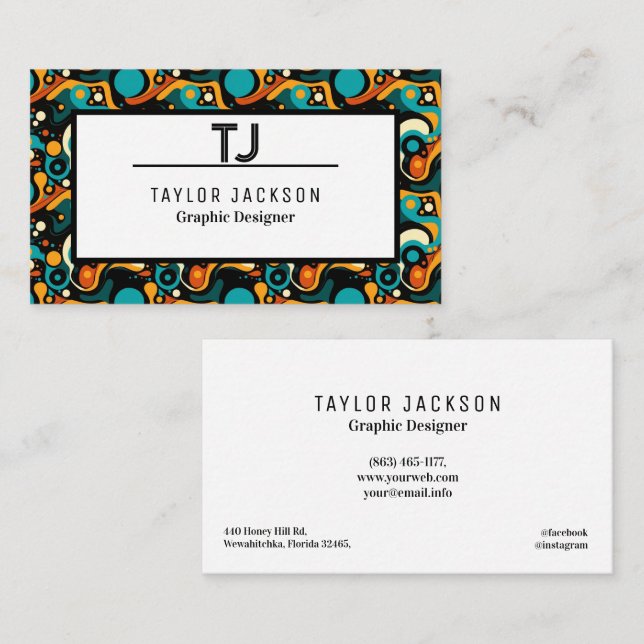 Tarjeta De Visita Iniciales de monograma del modelo de resumen de Gu (Anverso / Reverso)