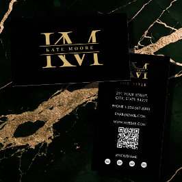 Tarjeta De Visita Iniciales de Monograma Modernas Profesional Negro 