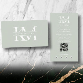 Tarjeta De Visita Iniciales de Monograma Modernas Profesionales Verd