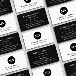 Tarjeta De Visita Iniciales De Nombre De Monograma Minimalista Moder
