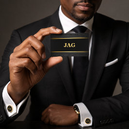 Tarjeta De Visita Iníciales de oro y carbono negro elegantes