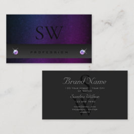 Tarjeta De Visita Iniciales de patrones de gradiente gris oscuro azu