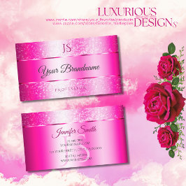 Tarjeta De Visita Iniciales de Purpurinas de chisporroteadores rosad