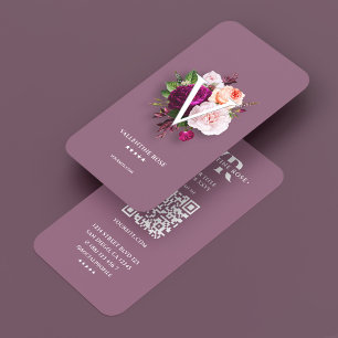 Tarjeta De Visita Iniciales de ramillete floral rosa polvoriento est