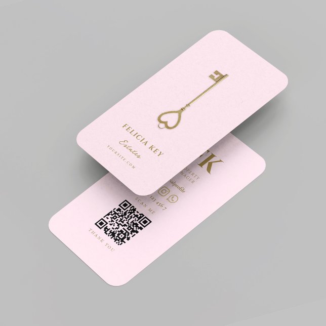 Tarjeta De Visita Iniciales del Agente Inmobiliario Realtor Moderno (Modern Realtor Real Estate Agent Initials monogram pink Business Card
)