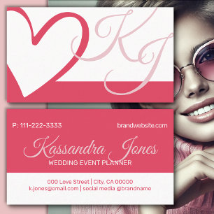 Tarjeta De Visita Iniciales del monograma del corazón caligráfico bl