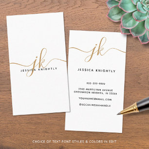 Tarjeta De Visita Iniciales elegantes de un monograma de oro blanco