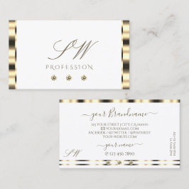 Tarjeta De Visita Iniciales lujosas de oro blanco resplandeciente pa