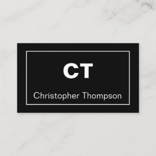 Tarjeta De Visita Iniciales Minimalistas clásicas simples en blanco