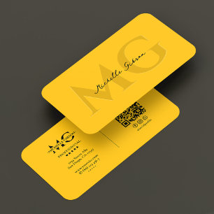 Tarjeta De Visita Iniciales Mínimas de Marketing Amarillo Profesiona