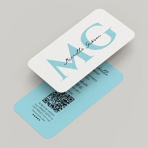 Tarjeta De Visita Iniciales mínimas profesionales del huevo azul mod