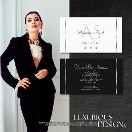 Tarjeta De Visita Iniciales modernas de diamantes sumergidos en blan