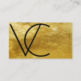 Tarjeta De Visita Iniciales modernas de Relieve metalizado dorado si