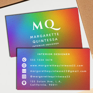 Tarjeta De Visita Iniciales modernas y coloridas del monograma blanc