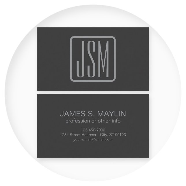 Tarjeta De Visita Iniciales monogramadas modernas | Gris oscuro (Subido por el creador)