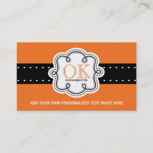 Tarjeta De Visita Iniciales personalizadas naranja brillante