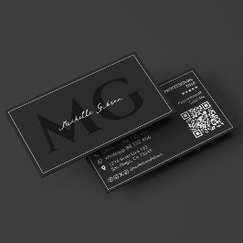 Tarjeta De Visita Iniciales profesionales mínimas de networking negr