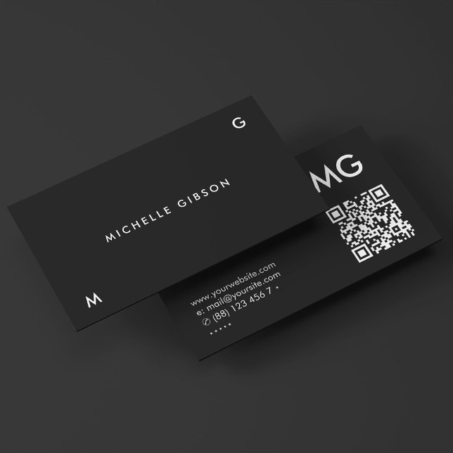 Tarjeta De Visita Iniciales Profesionales Mínimos Sencillos Y Negros (Minimal Simple Black Professional Initials Business Card
)