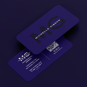 Tarjeta De Visita Iniciales Profesionales Modernos De Azul Oscuro