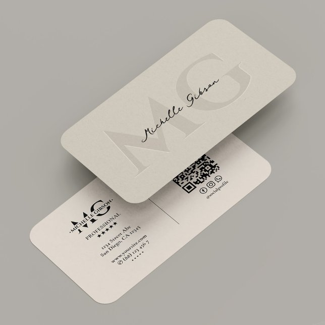 Tarjeta De Visita Iniciales simples de arena mínima en monograma pro (Simple Professional Minimal Monogram Sand Initials Business Card
)