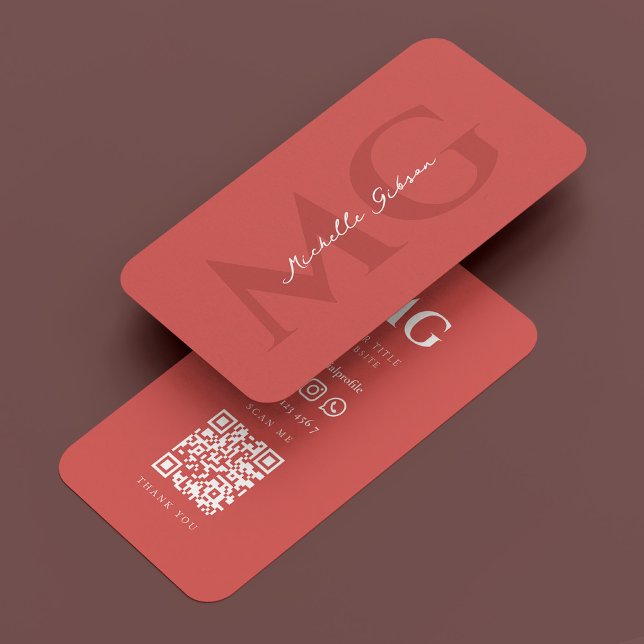Tarjeta De Visita Iniciales simples profesionales Dark Coral Modern (Professional Simple Initials Dark Coral Modern Business Card
)