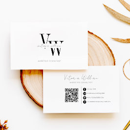 Tarjeta De Visita Iniciales simples y elegantes en negro y blanco