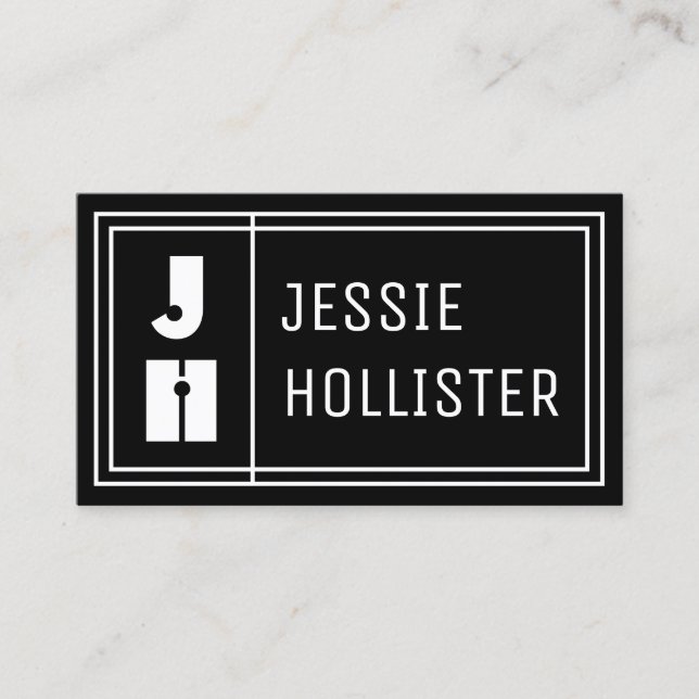 Tarjeta De Visita Iniciales y nombre modernos geométricos divertidos (Anverso)