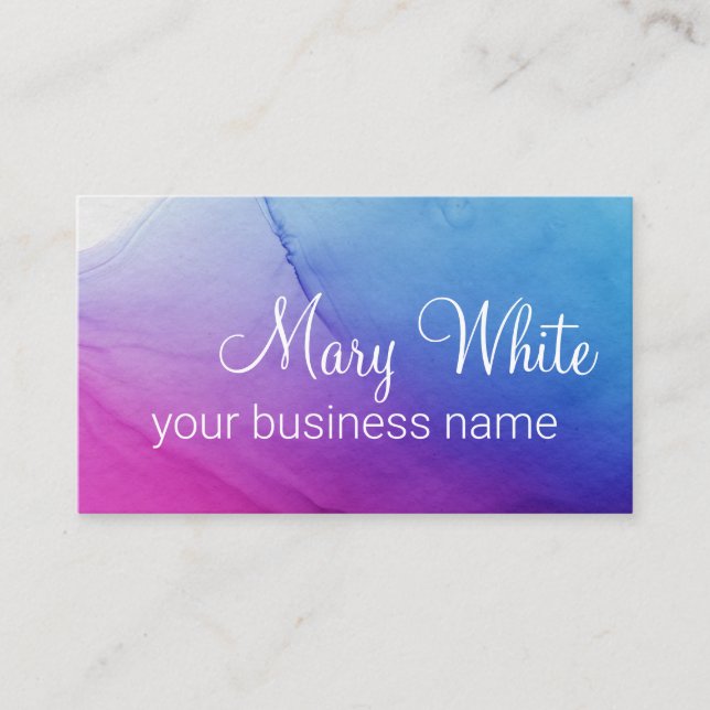 Tarjeta De Visita Ink Cloud Swirl Moderno Aqua Blue Violet (Anverso)