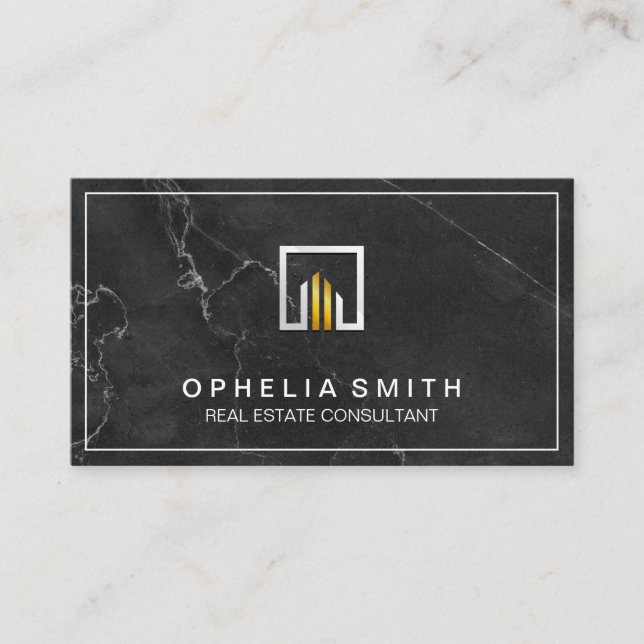 Tarjeta De Visita Inmobiliaria | Agente Realtor | Marble ejecutivo (Anverso)