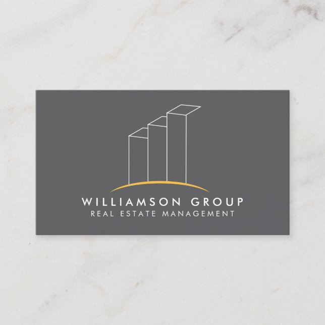 Tarjeta De Visita Inmobiliaria, arquitecta, construyendo logo en gri (Anverso)