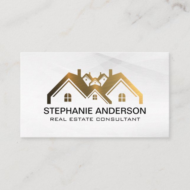 Tarjeta De Visita Inmobiliaria | Blanco moderno y elegante (Anverso)